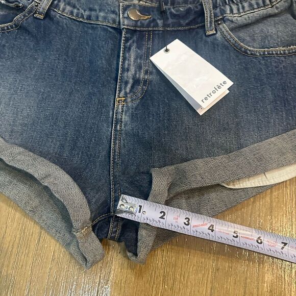 Retrofete Mallory Cuff Denim‎ Shorts Elastic Back Waist size 31 - Picture 8 of 15